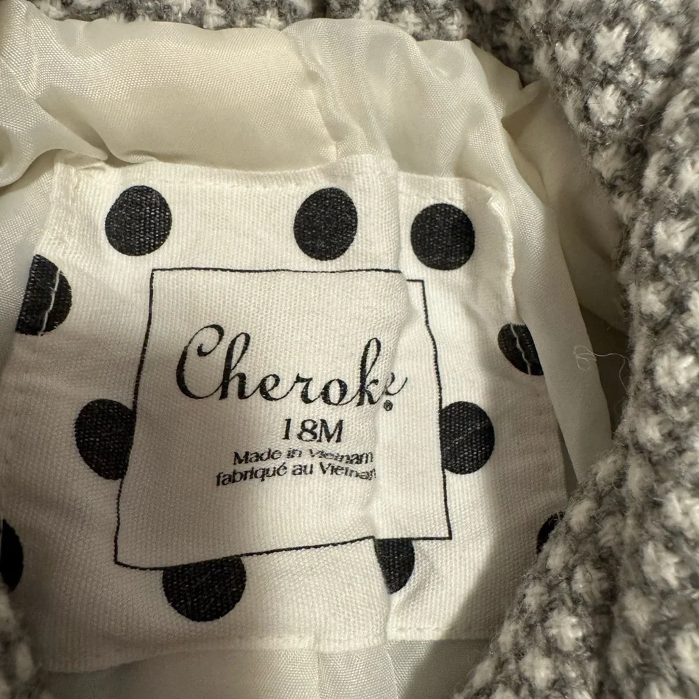 Cherokee Gray and White Girls Dress Coat 18 Months - Picture 5 of 6